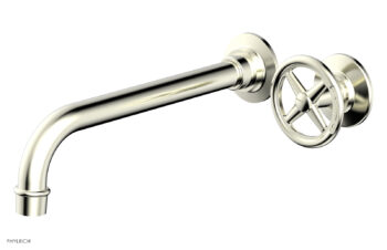 Phylrich WORKS 10" Single Handle Wall Lavatory Set - Cross Handle 220-15-10 - Satin Nickel