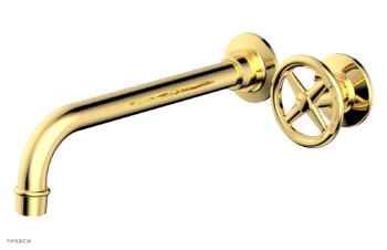 Phylrich WORKS 10" Single Handle Wall Lavatory Set - Cross Handle 220-15-10 - Polished Gold