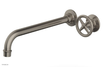Phylrich WORKS 12" Single Handle Wall Lavatory Set - Cross Handle 220-15-12 - Pewter