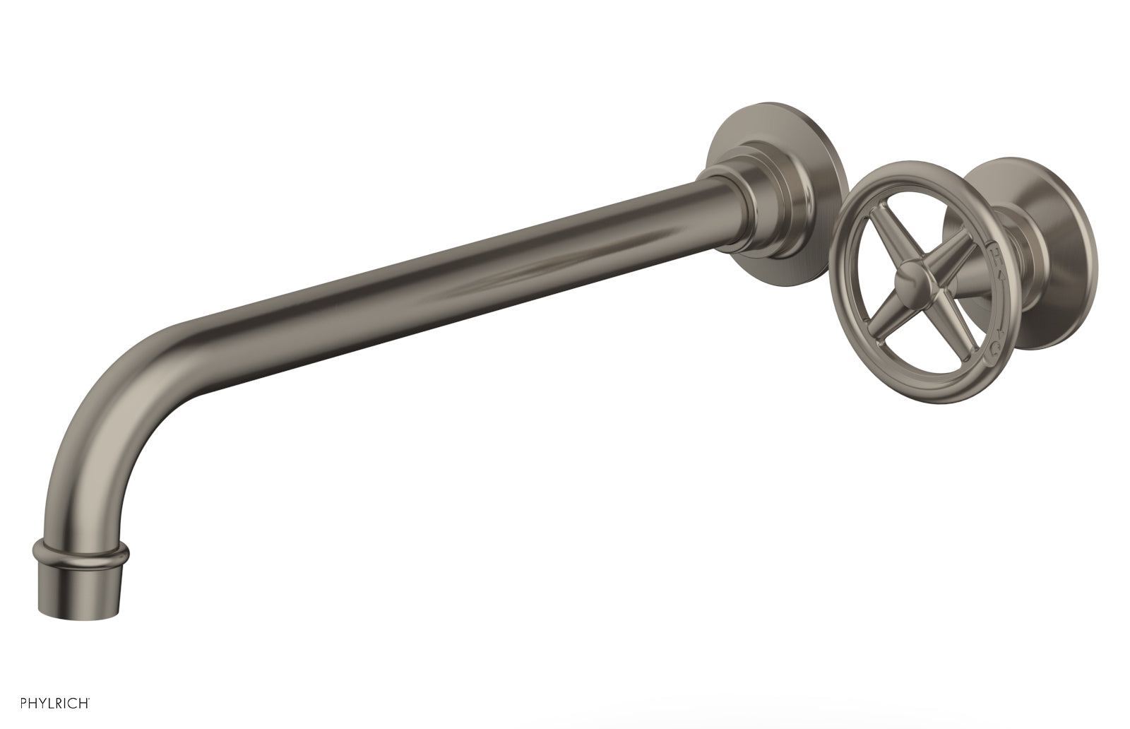Phylrich WORKS 12" Single Handle Wall Lavatory Set - Cross Handle 220-15-12 - Pewter