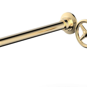 Phylrich WORKS 12″ Single Handle Wall Lavatory Set – Cross Handle 220-15-12 – Satin Brass