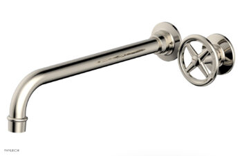Phylrich WORKS 12" Single Handle Wall Lavatory Set - Cross Handle 220-15-12 - Polished Nickel
