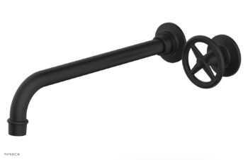 Phylrich WORKS 12" Single Handle Wall Lavatory Set - Cross Handle 220-15-12 - Matte Black