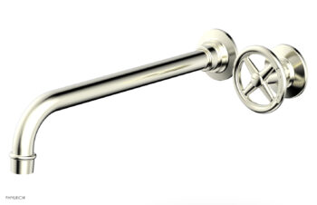 Phylrich WORKS 12" Single Handle Wall Lavatory Set - Cross Handle 220-15-12 - Satin Nickel