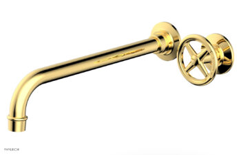 Phylrich WORKS 12" Single Handle Wall Lavatory Set - Cross Handle 220-15-12 - Polished Gold