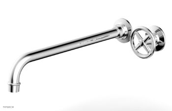 Phylrich WORKS 14" Single Handle Wall Lavatory Set - Cross Handle 220-15-14 - Polished Chrome