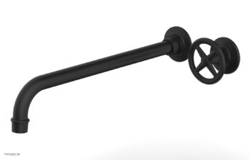 Phylrich WORKS 14" Single Handle Wall Lavatory Set - Cross Handle 220-15-14 - Matte Black
