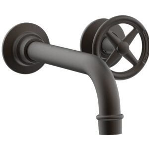 Phylrich WORKS Single Handle Wall Lavatory Set – Cross Handles 220-15 – Oil Rubbed Bronze