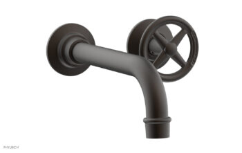 Phylrich WORKS Single Handle Wall Lavatory Set - Cross Handles 220-15 - Oil Rubbed Bronze