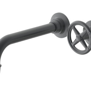 Phylrich WORKS Single Handle Wall Lavatory Set – Cross Handles 220-15 – Gun Metal