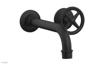 Phylrich WORKS Single Handle Wall Lavatory Set - Cross Handles 220-15 - Matte Black