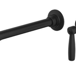 Phylrich WORKS 10″ Single Handle Wall Lavatory Set – Lever Handle 220-16-10 – Matte Black