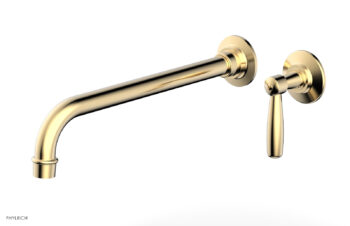 Phylrich WORKS 12" Single Handle Wall Lavatory Set - Lever Handle 220-16-12 - Satin Brass