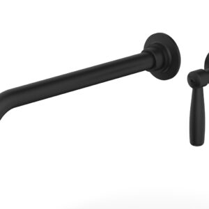 Phylrich WORKS 12″ Single Handle Wall Lavatory Set – Lever Handle 220-16-12 – Matte Black