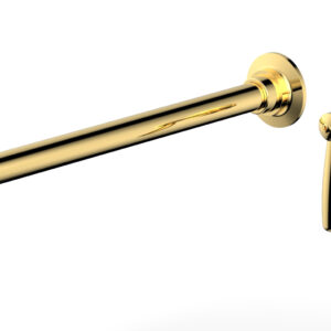Phylrich WORKS 14″ Single Handle Wall Lavatory Set – Lever Handle 220-16-14 – Polished Gold