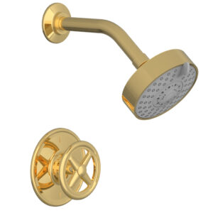 Phylrich WORKS Pressure Balance Shower Set – Cross Handle 220-21 – Polished Gold