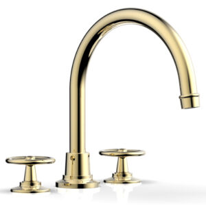 Phylrich WORKS Deck Tub Set – High Spout Cross Handles 220-40 – Polished Brass Uncoated