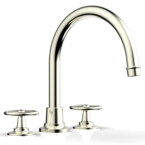 Phylrich WORKS Deck Tub Set – High Spout Cross Handles 220-40 – Satin Nickel