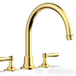 Phylrich WORKS Deck Tub Set - High Spout Lever Handles 220-41 - Satin Gold