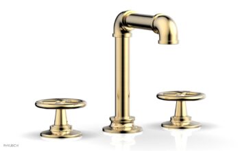 Phylrich WORKS 2 Widespread Faucet - High Spout 221-01 - Satin Brass