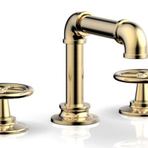 Phylrich WORKS 2 Widespread Faucet – Low Spout 221-03 – Satin Brass