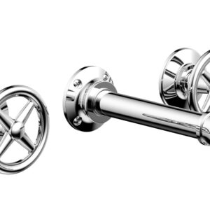 Phylrich WORKS 2 Wall Lavatory Set – Cross Handles 221-11 – Polished Chrome