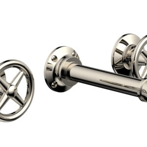 Phylrich WORKS 2 Wall Lavatory Set – Cross Handles 221-11 – Polished Nickel