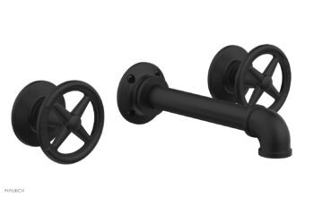 Phylrich WORKS 2 Wall Lavatory Set - Cross Handles 221-11 - Matte Black