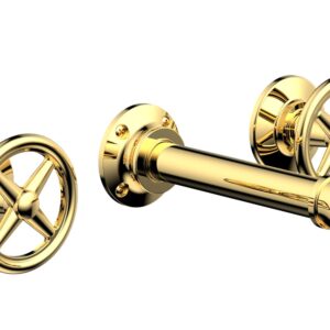 Phylrich WORKS 2 Wall Lavatory Set – Cross Handles 221-11 – Polished Gold
