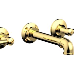 Phylrich WORKS 2 Wall Lavatory Set – Lever Handles 221-12 – Polished Gold