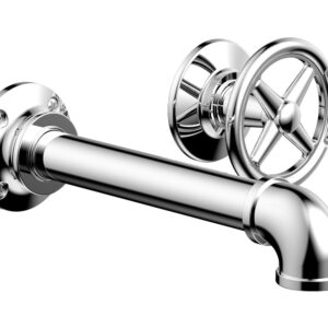 Phylrich WORKS 2 Single Handle Wall Lavatory Set – Cross Handles 221-15 – Polished Chrome