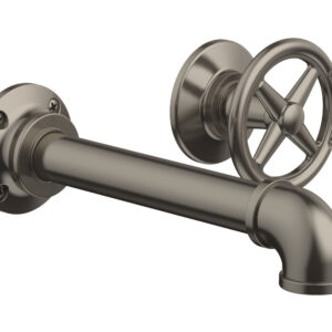 Phylrich WORKS 2 Single Handle Wall Lavatory Set – Cross Handles 221-15 – Pewter