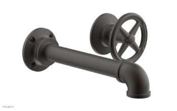 Phylrich WORKS 2 Single Handle Wall Lavatory Set - Cross Handles 221-15 - Oil Rubbed Bronze