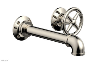 Phylrich WORKS 2 Single Handle Wall Lavatory Set - Cross Handles 221-15 - Polished Nickel