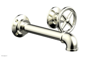 Phylrich WORKS 2 Single Handle Wall Lavatory Set - Cross Handles 221-15 - Satin Nickel