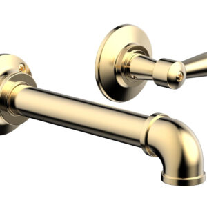 Phylrich WORKS 2 Single Handle Wall Lavatory Set – Lever Handles 221-16 – Satin Brass