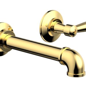 Phylrich WORKS 2 Single Handle Wall Lavatory Set – Lever Handles 221-16 – Polished Gold