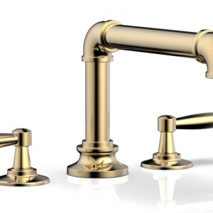 Phylrich WORKS 2 Deck Tub Set – Lever Handles 221-41 – Satin Brass
