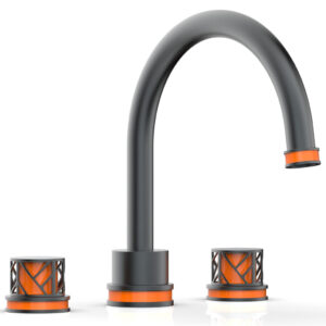 Phylrich JOLIE Deck Tub Set – Round Handles with “Orange” Accents 222-40 – Gun Metal