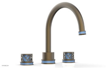 Phylrich JOLIE Deck Tub Set - Round Handles with "Light Blue" Accents 222-40 - Architectural Bronze