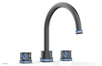 Phylrich JOLIE Deck Tub Set - Round Handles with "Light Blue" Accents 222-40 - Gun Metal