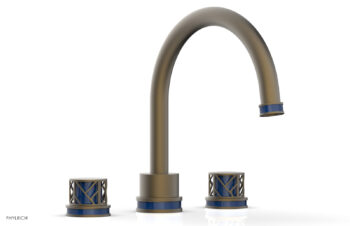 Phylrich JOLIE Deck Tub Set - Round Handles with "Navy Blue" Accents 222-40 - Architectural Bronze