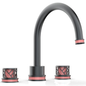 Phylrich JOLIE Deck Tub Set – Round Handles with “Pink” Accents 222-40 – Gun Metal