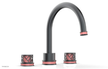 Phylrich JOLIE Deck Tub Set - Round Handles with "Pink" Accents 222-40 - Gun Metal