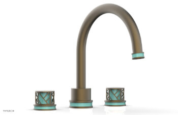 Phylrich JOLIE Deck Tub Set - Round Handles with "Turquoise" Accents 222-40 - Architectural Bronze