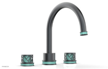 Phylrich JOLIE Deck Tub Set - Round Handles with "Turquoise" Accents 222-40 - Gun Metal