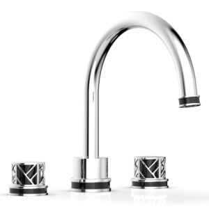 Phylrich JOLIE Deck Tub Set – Round Handles with “Black” Accents 222-40 – Polished Chrome