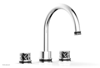 Phylrich JOLIE Deck Tub Set - Round Handles with "Black" Accents 222-40 - Polished Chrome