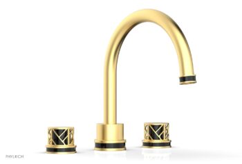Phylrich JOLIE Deck Tub Set - Round Handles with "Black" Accents 222-40 - Burnished Gold