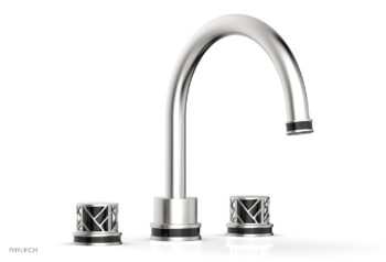 Phylrich JOLIE Deck Tub Set - Round Handles with "Black" Accents 222-40 - Satin Chrome
